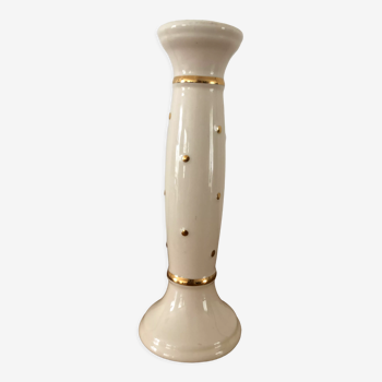 Candle holder in cream and gold porcelain