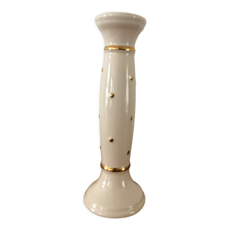 Candle holder in cream and gold porcelain