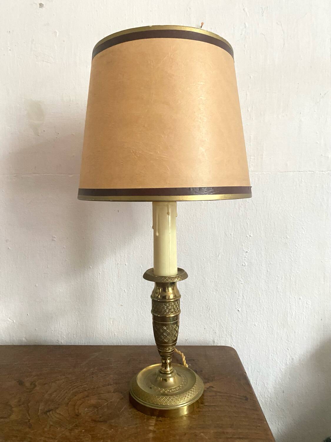 Brass candlestick style lamp