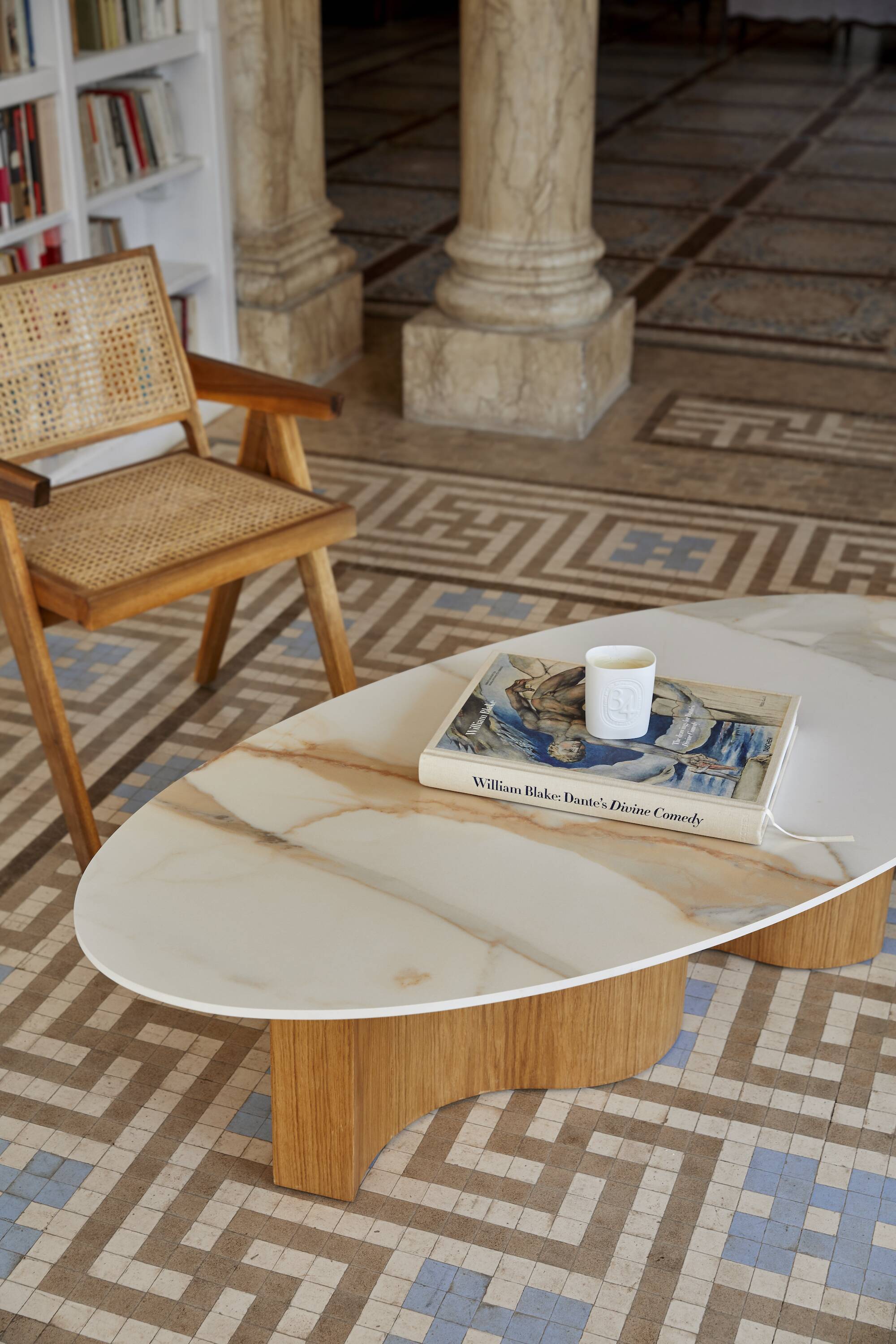 Wavewoo coffee table with stone top