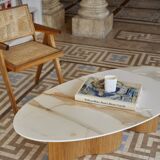 Wavewoo coffee table with stone top