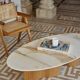 Wavewoo coffee table with stone top