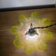 Double tulip light suspension - Transparent fluted glass at the edges.