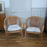 Pair of rattan armchairs