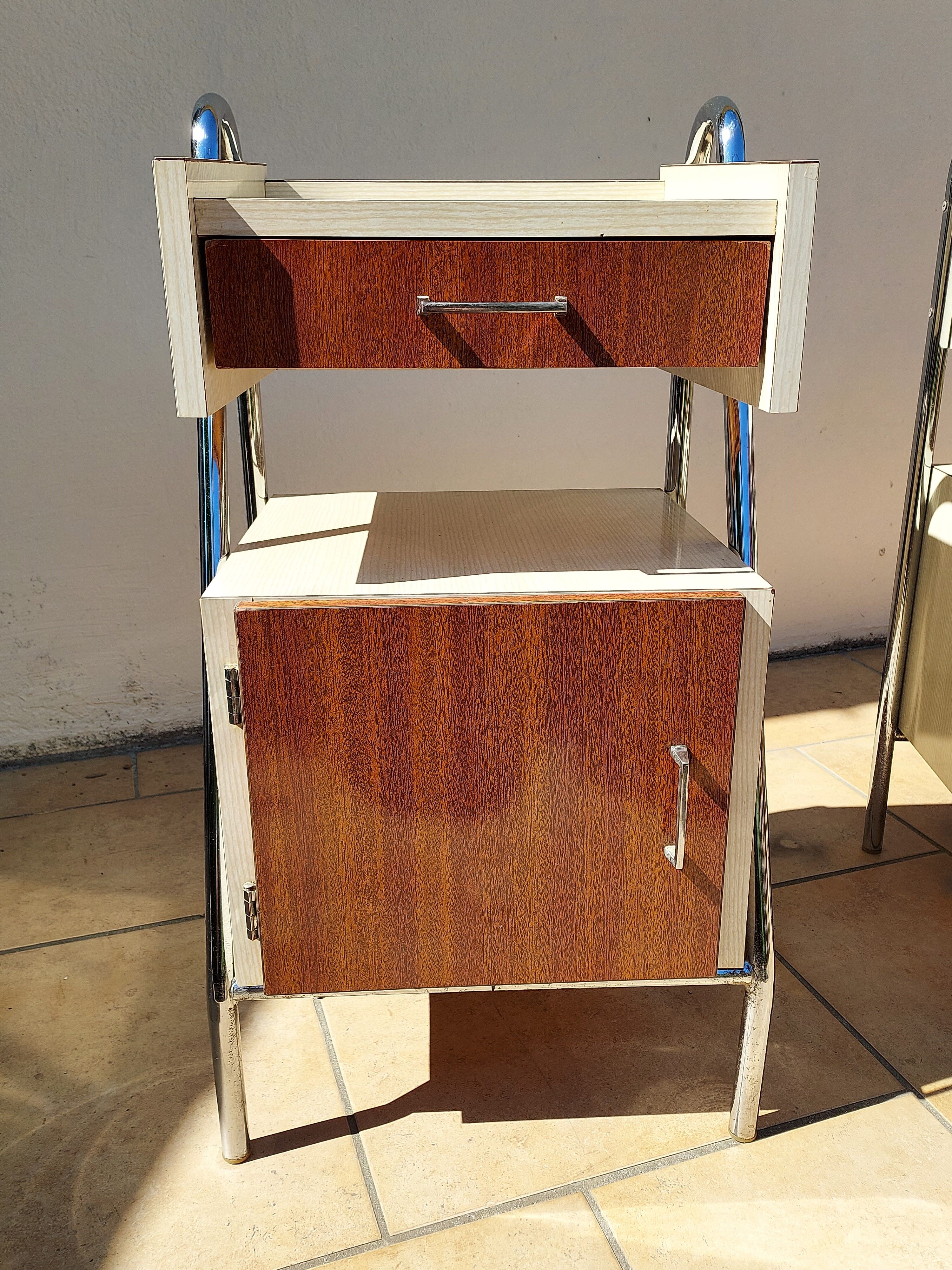 Pair of chrome boarding bedsides