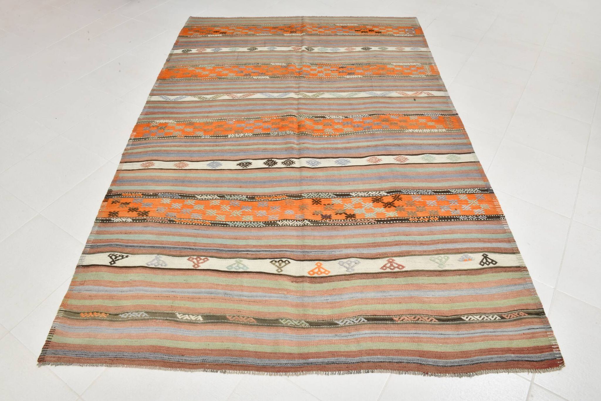 6x9 Soft Colors Persian Kilim Rug, 179x267Cm Anatolian Rug