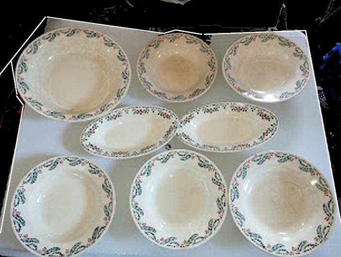 Holly tableware, ironstone, Hamage, Wolves Mill.