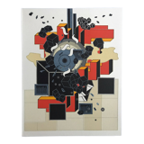 Lithographie d'Alain Le Yaouanc, le feu, 1978