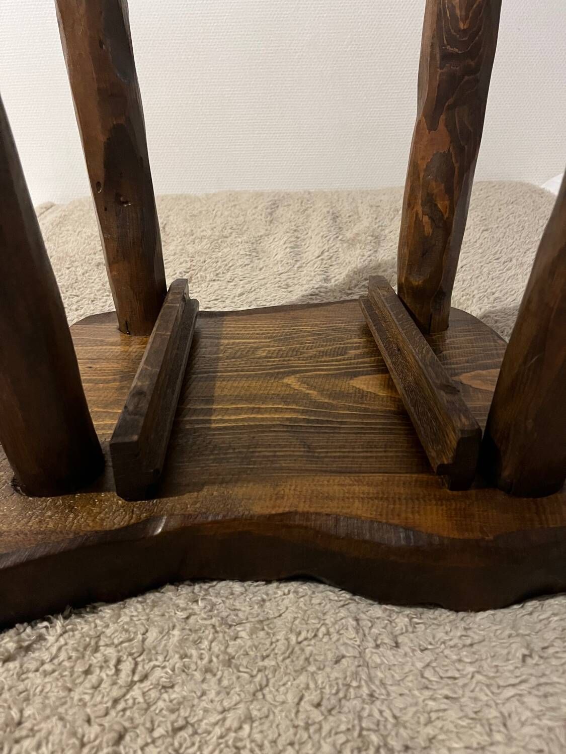 Brutalist wooden bedside table or occasional piece of furniture