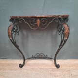 Marble and wrought iron console