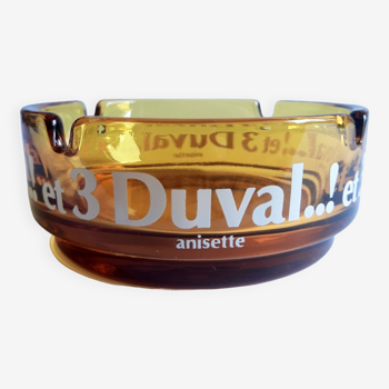 Amber yellow and 3 duval advertising ashtray. vintage anisette
