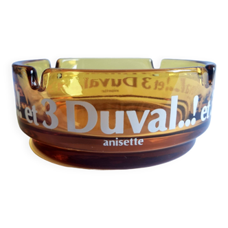 Amber yellow and 3 duval advertising ashtray. vintage anisette