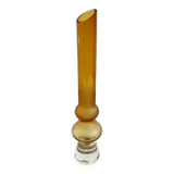 Amber Hooped Glass Vase in the Style of Bo Borgström, Scandinavian Mid-Century Art Glass