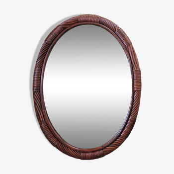 Oval rattan mirror to hang