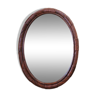 Oval rattan mirror to hang