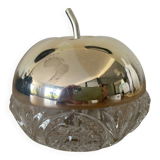 Apple-shaped sugar bowl in chiseled glass and gold metal