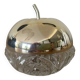 Apple-shaped sugar bowl in chiseled glass and gold metal