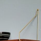 Teak and brass shelf, vintage scandinavian 1960s