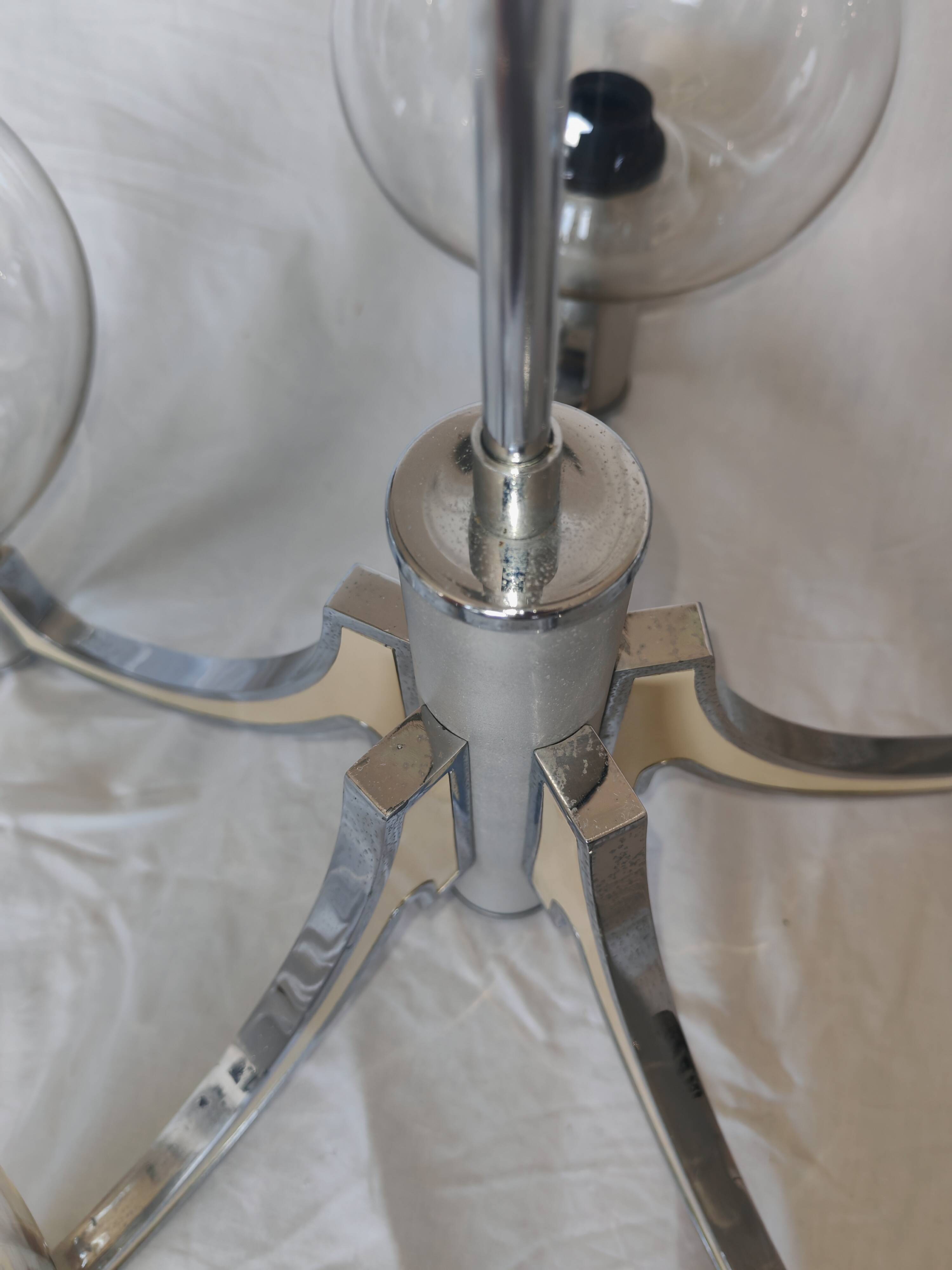 5-branched chandelier by Sciolari, Italy, space age, 1970