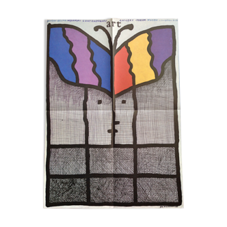 Original Polish exhibition poster by Jan Mlodozeniec "Contemporary Art Gallery Forum Warsaw", 1980