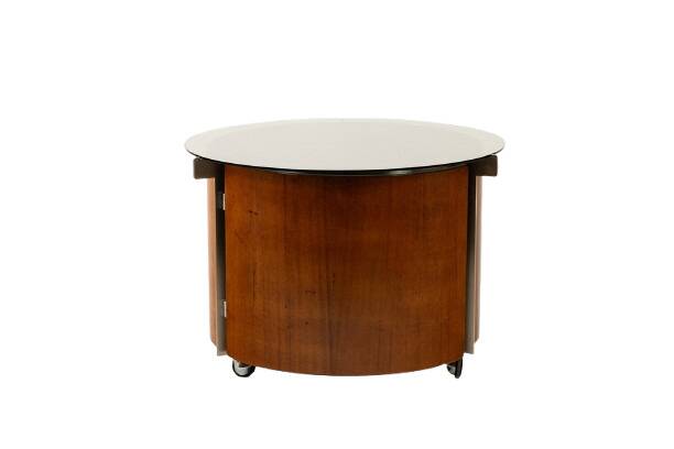 Eugenio Gerli, for Tecno. Round coffee table with integrated bar. Circa 1960.