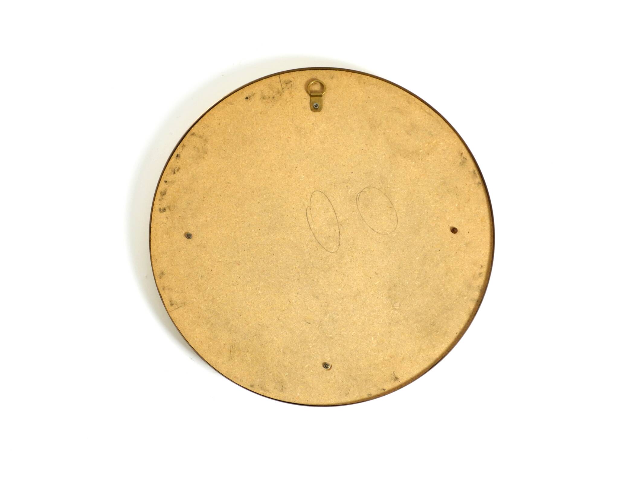 Beautiful, heavy, round Italian brass mirror from the 1960s