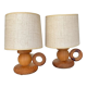 Pair of Scandinavian wooden lamps 60s-70s