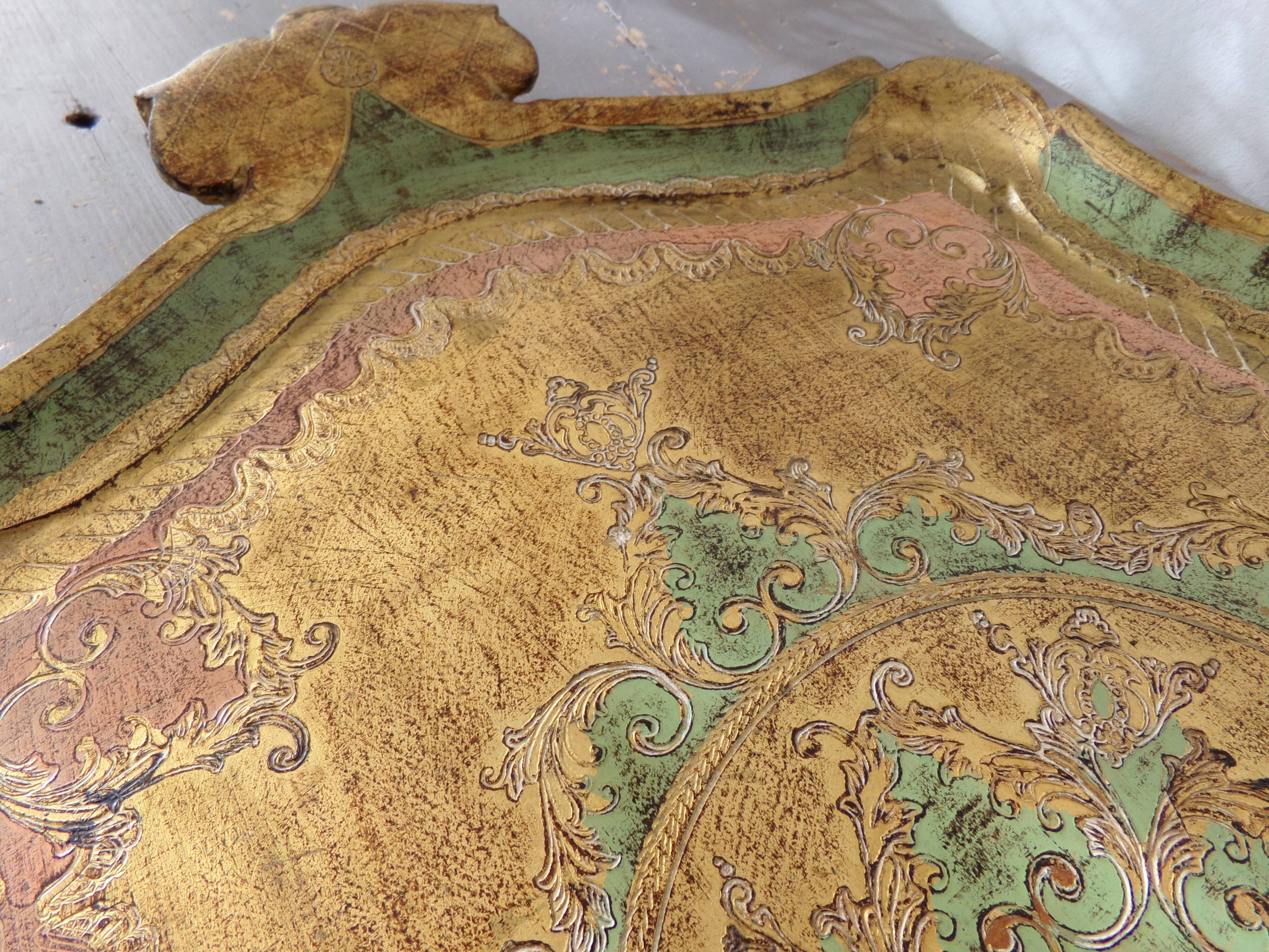 Florentine service tray made of hand-painted wood