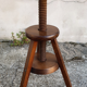 Tabouret en bois vintage, à vis, monte et descend