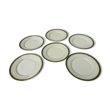 Set 6 porcelain plates Aux Lions de Faïence 1920 imperial green and gold