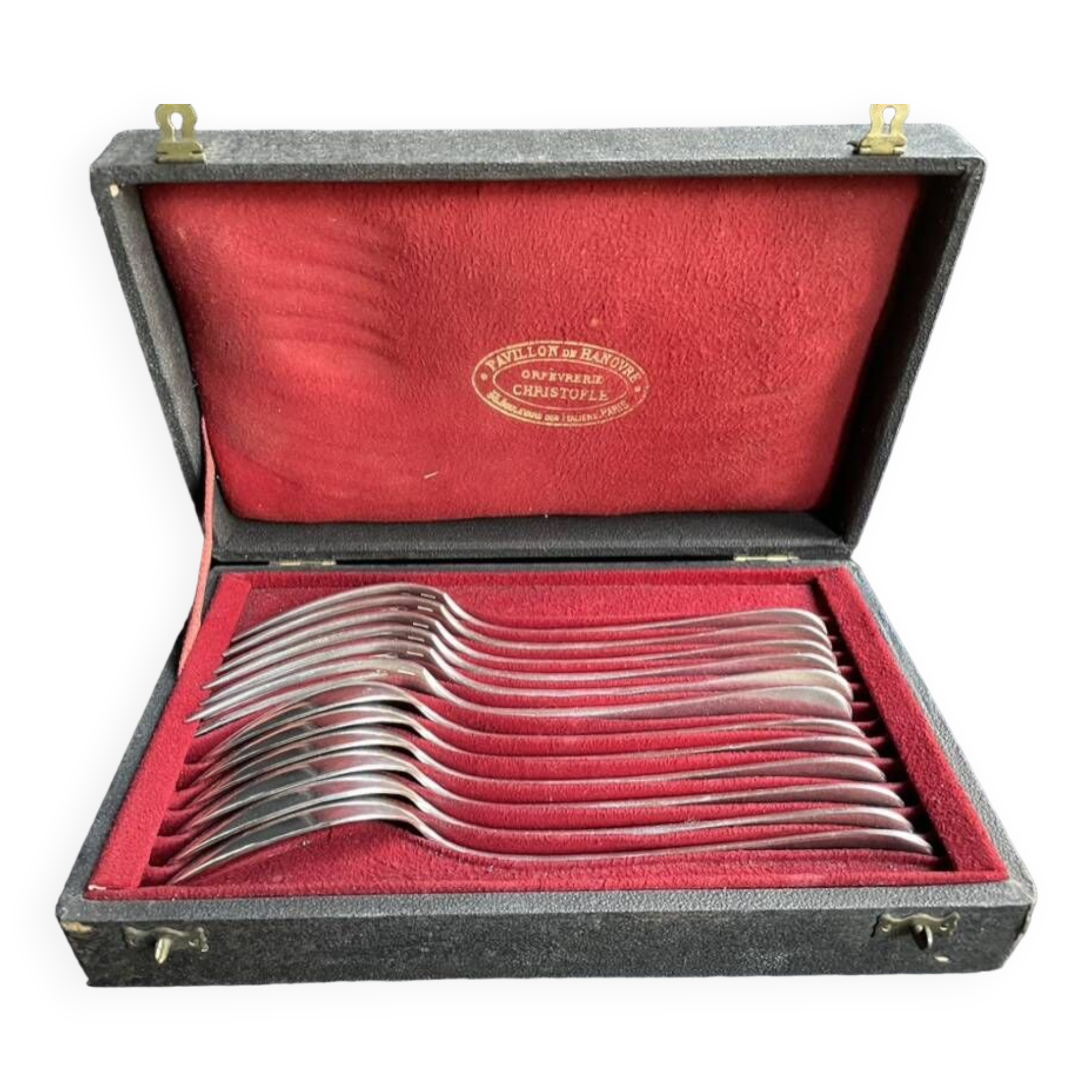 Box of 6 forks and 6 table spoons Christofle “Baguette” collection