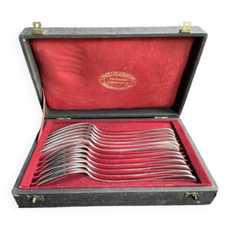 Box of 6 forks and 6 table spoons Christofle “Baguette” collection
