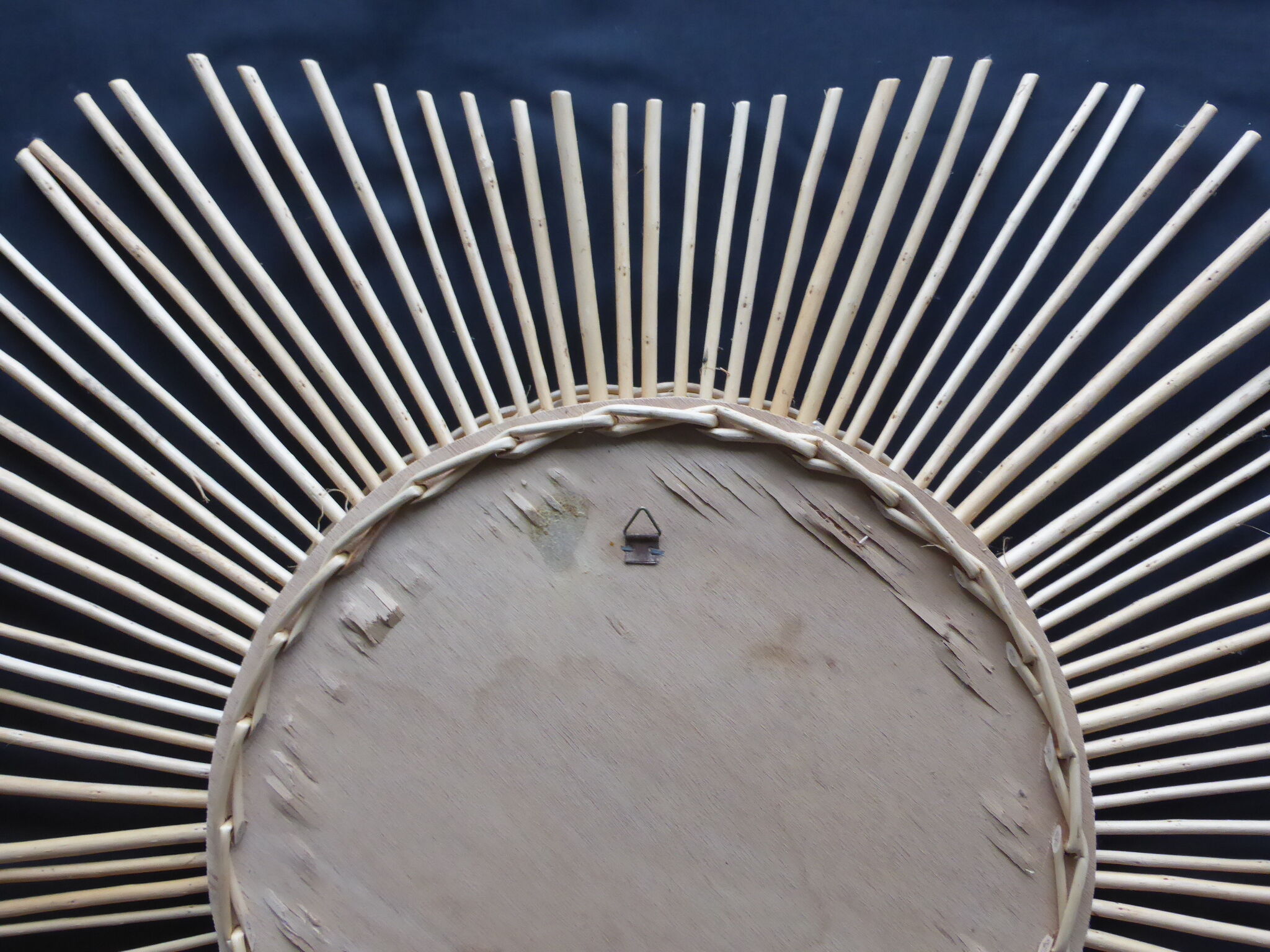 Vintage sun mirror in rattan 60/70s, 59cm