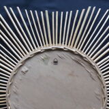 Vintage sun mirror in rattan 60/70s, 59cm