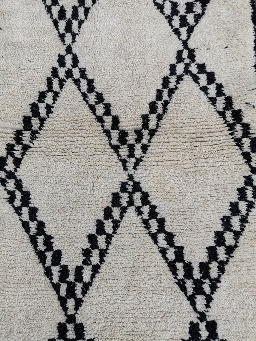 Tapis beni ouarain berbere vintage en laine fait main 190x90 cm | Selency