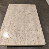 Vintage travertine and wooden coffee table, 1970s