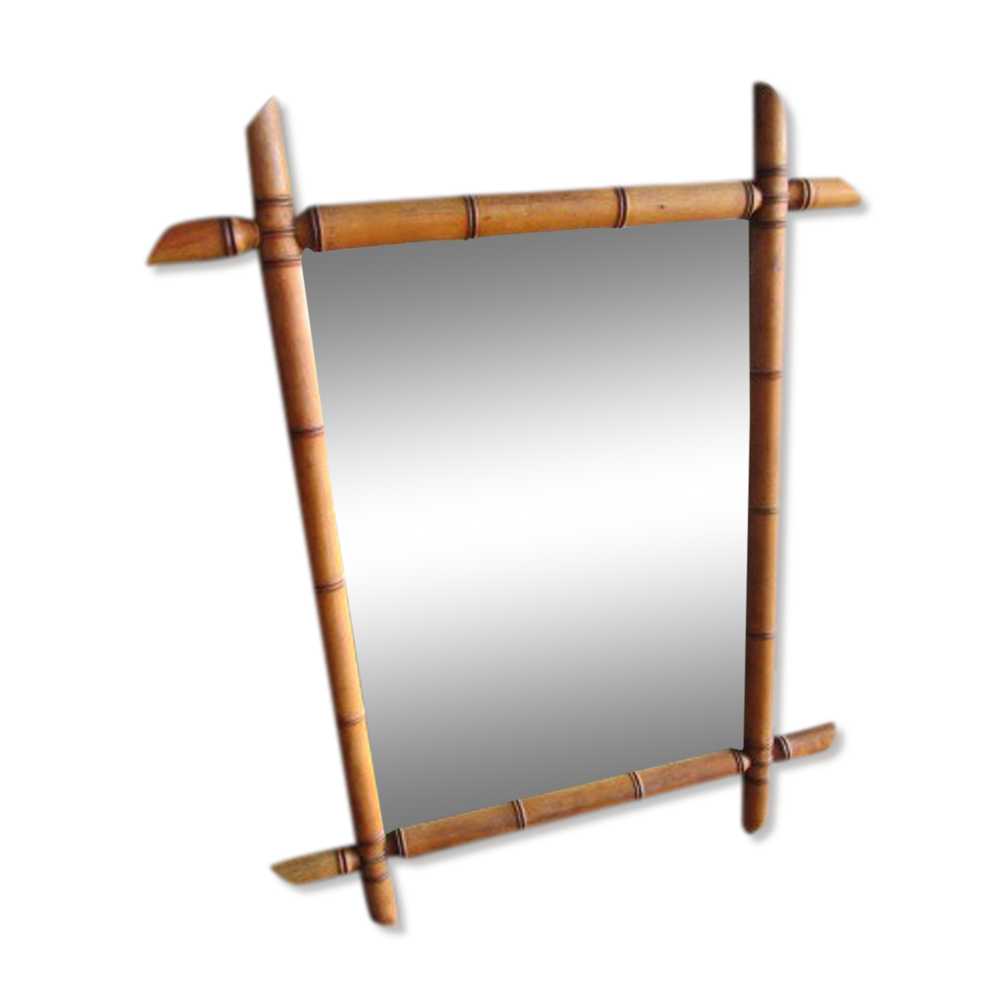 Old bamboo mirror 73.5x54cm