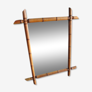 Miroir bambou ancien, 73.5x54cm
