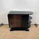 French Art Deco Half Cabinet in Black Lacquer and Mahogany, 1930