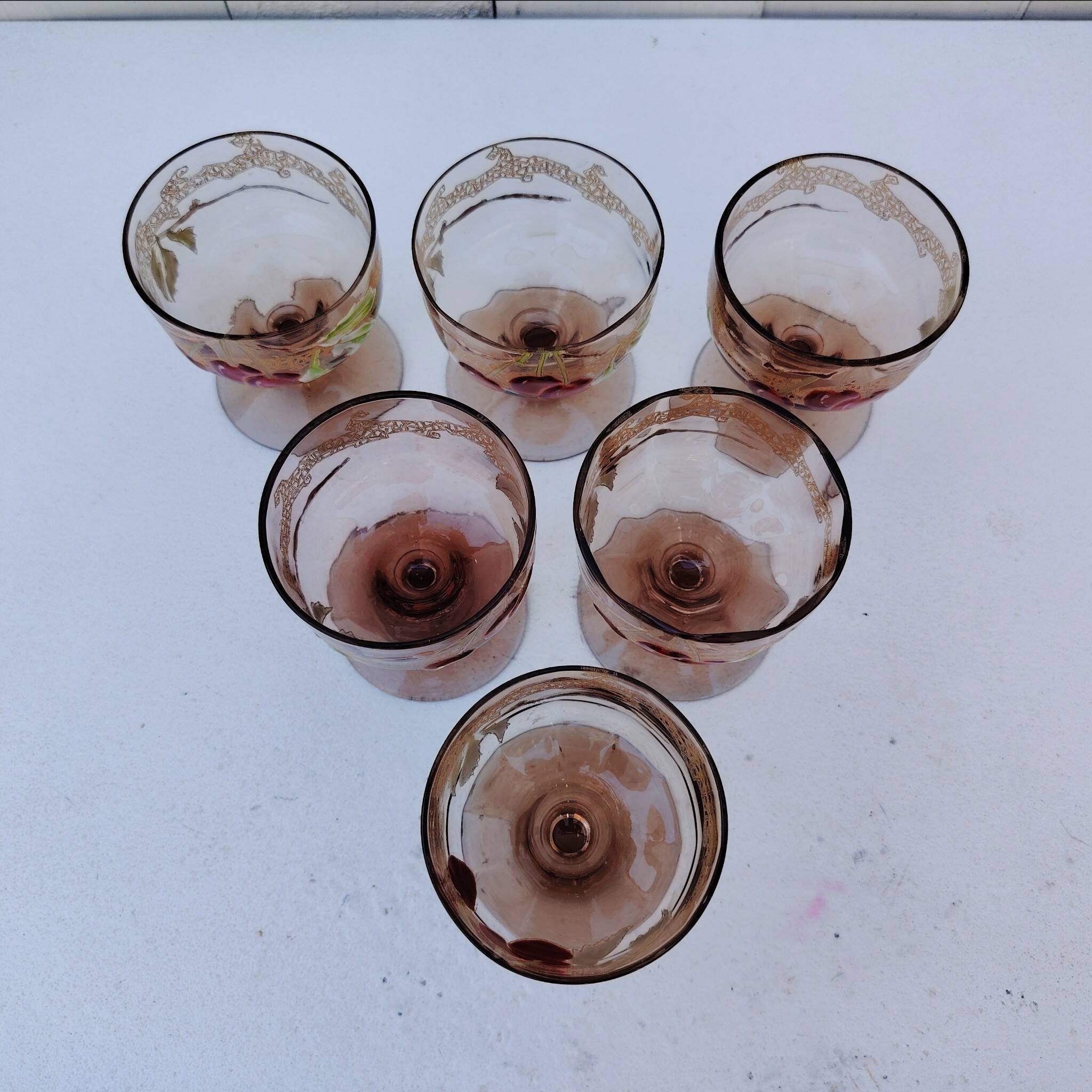 Cerise service with Legras brandy, Art Nouveau, Montjoye