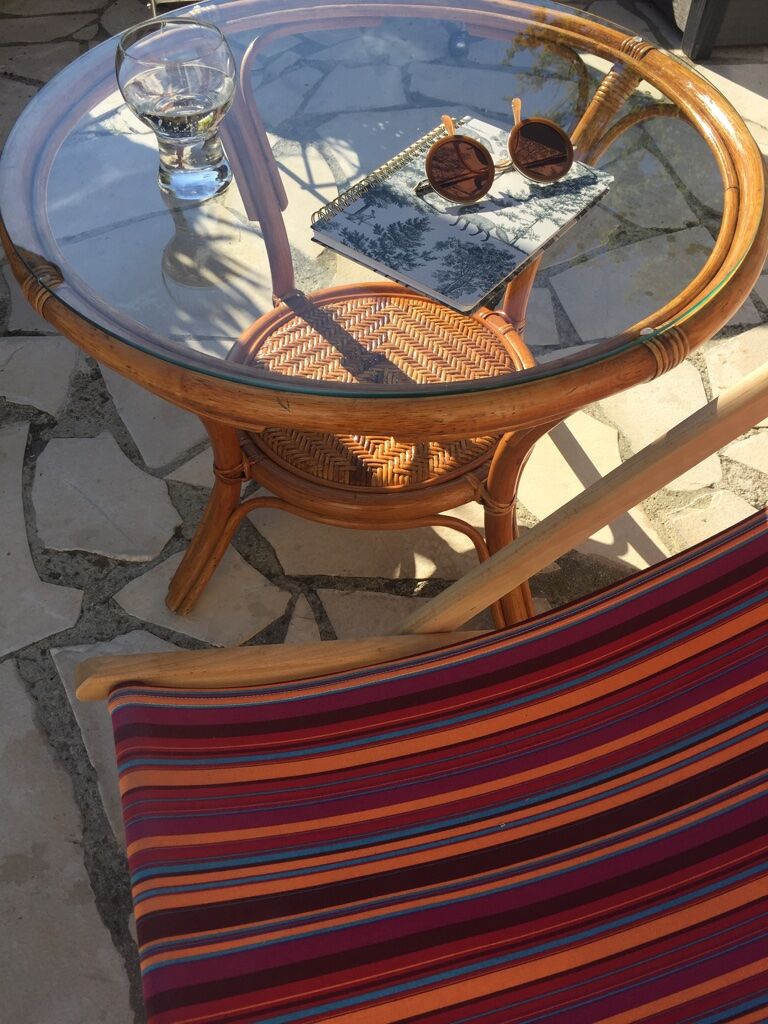 Vintage bamboo and rattan coffee table