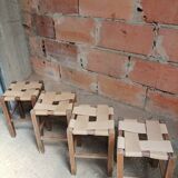 Set of 4 authentic wooden stools