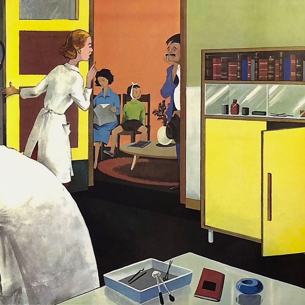 Educational poster "LA POSTE" and "CHEZ LE DENTISTE"