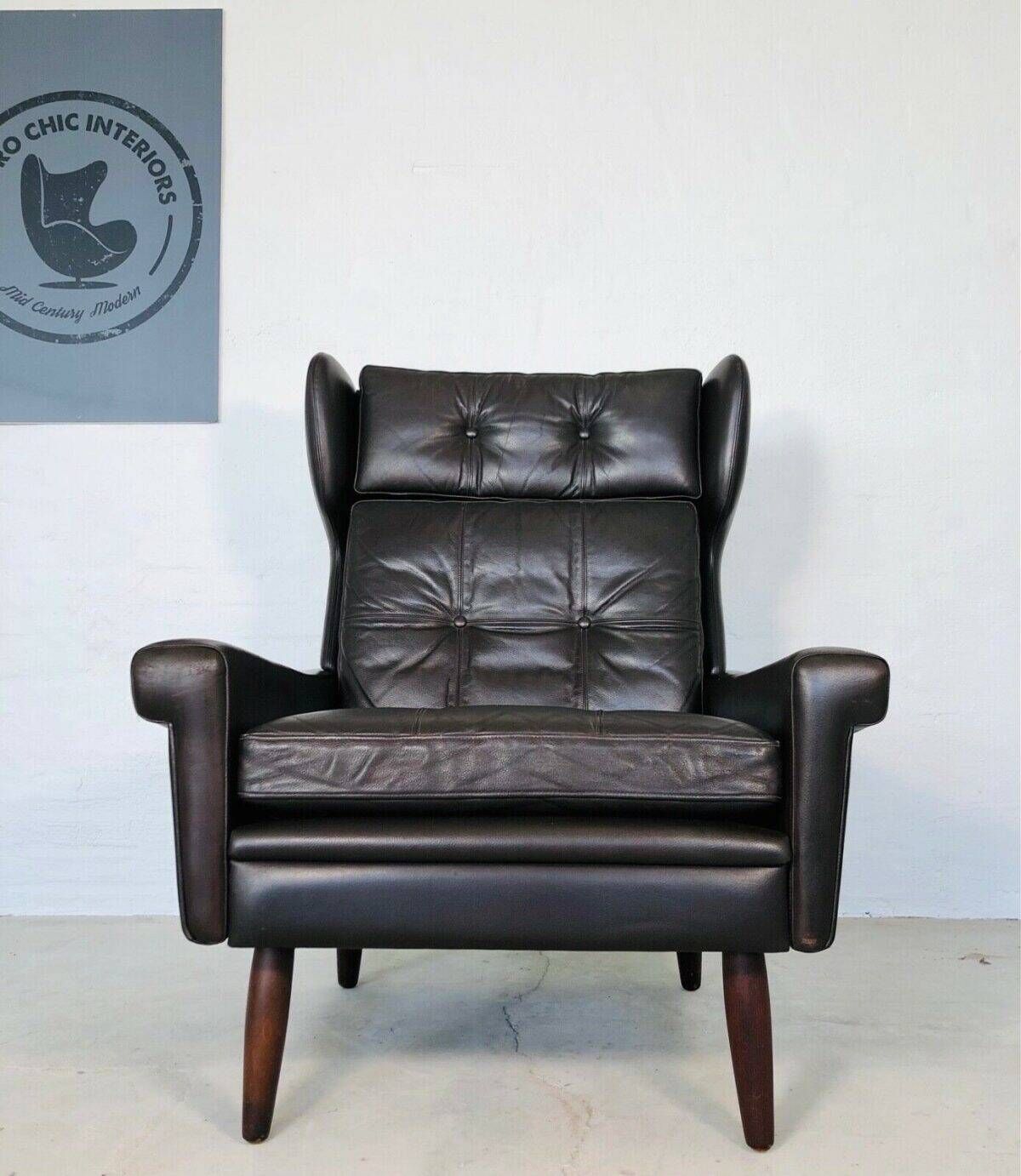 Vintage Danish mid-century Svend Skipper high back lounge chair 1965