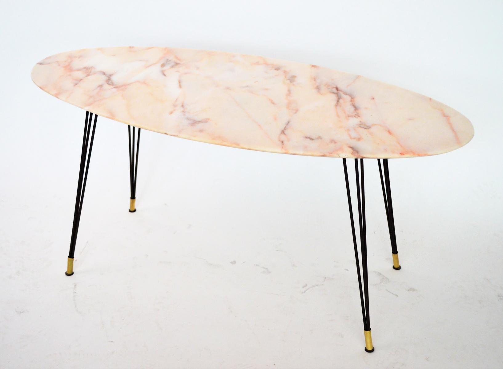 Italy 1950 s oval marble coffee table