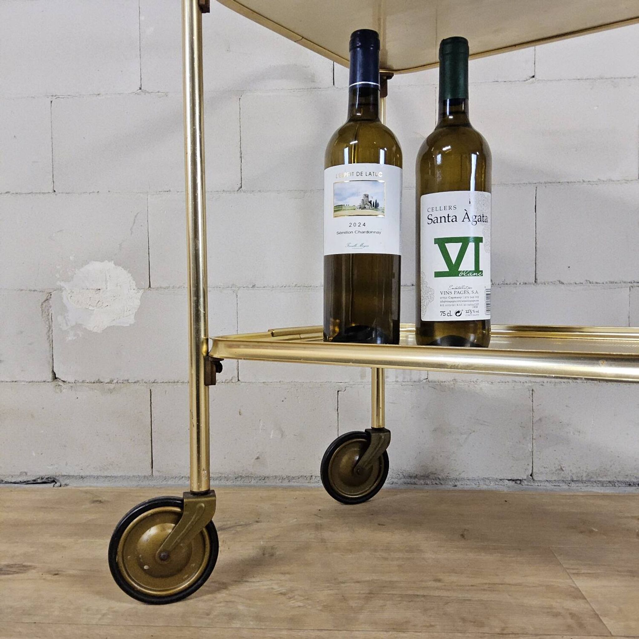 Vintage Carefree English serving trolley gold-coloured 50s/60s