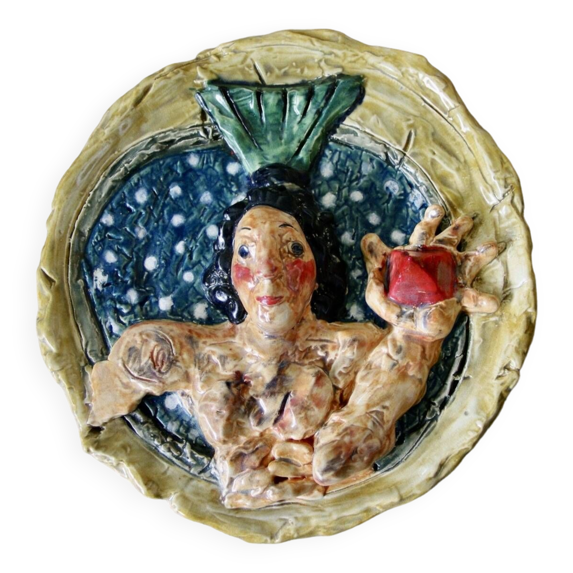 VINTAGE TERRACOTTA DISH BY MARK LUPERTZ 1980