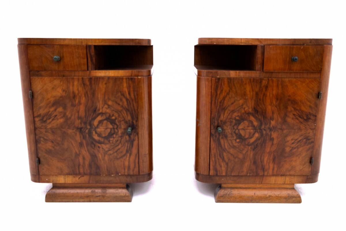 Pair of Art Deco bedside tables, Poland, 1930s.