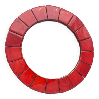 Miroir artisanal vintage en céramique, 1970