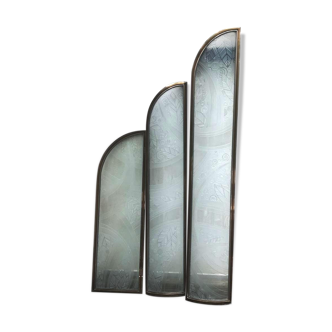 3 Art Deco glass panels from a mansion Avenue Foch. Unique pieces.